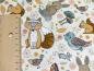 Preview: Patchworkstoff aus der Serie Doodle Days mit Eichhörnchen Fuchs Uhu Igel von Makower mit Maß